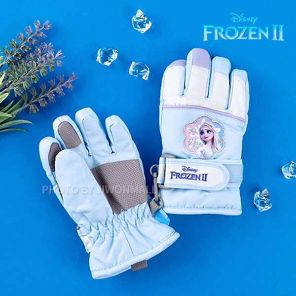 Frozen 2 Character Elsa Flower Wool Winter Gloves (Blue)