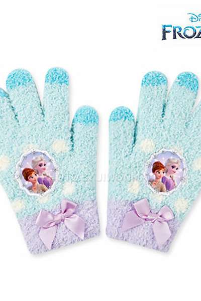 Frozen 2 Ribbon Polka Dot Character Winged Fleece Suede Gloves 315372