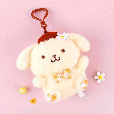 Pompompurin Character 13cm Plush Keyring Bag Charm (Flower Check) 081308
