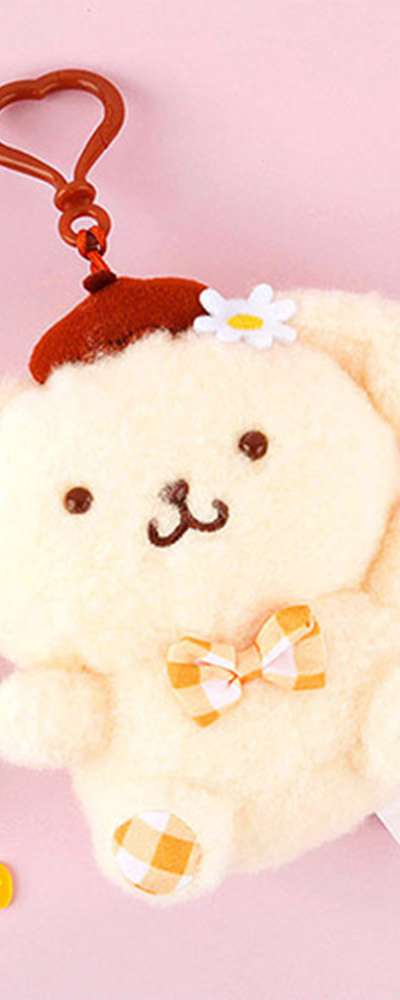 Pompompurin Character 13cm Plush Keyring Bag Charm (Flower Check) 081308