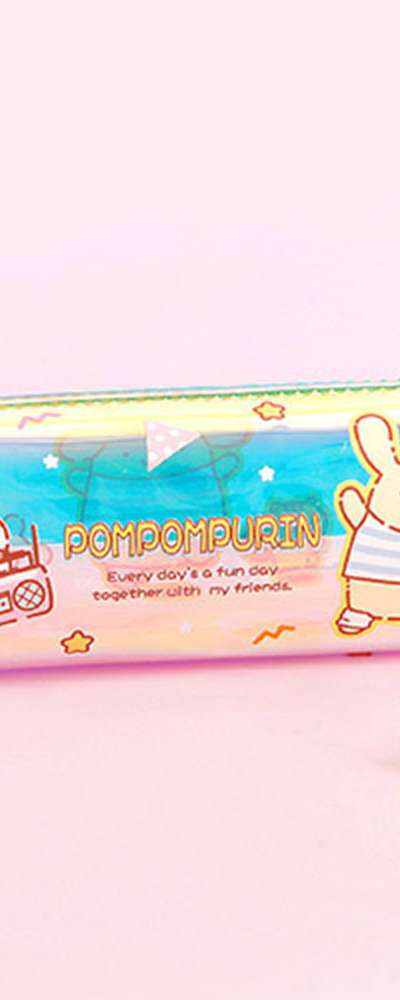 Pompompurin Character Hologram Slim Square Quilted Pencil Case 244286