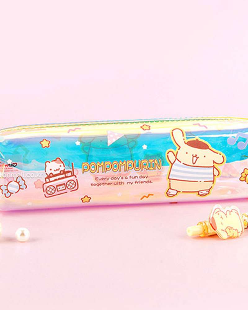 Pompompurin Character Hologram Slim Square Quilted Pencil Case 244286
