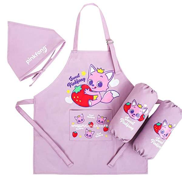 Pinkfong Berry Character Apron, Sleeves, and Head Covering 3-Piece Set 724780