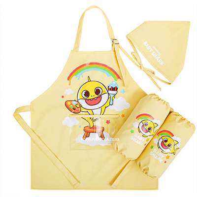 Baby Shark Art Character Apron, Arm Sleeves, and Headwrap 3-Piece Set 724773