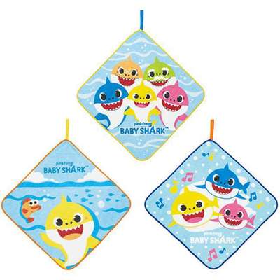 Pinkfong Baby Shark Character Loop Hand Towel 3-Piece Set (Singing Shark)