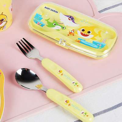 Pinkfong Baby Shark Character Cute Spoon and Fork Utensil Case Set 482943