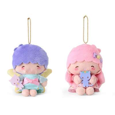 Little Twin Stars Character Mascot Plush Keychain with Frame (Kiki and Lala)
