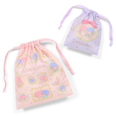 Little Twin Stars Character Drawstring Pocket Pouch 2-Piece Set (Frame Design) (Japan) 676069