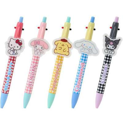 Sanrio Character Two-Color Ballpoint Pen + Mechanical Pencil (Check Pattern)