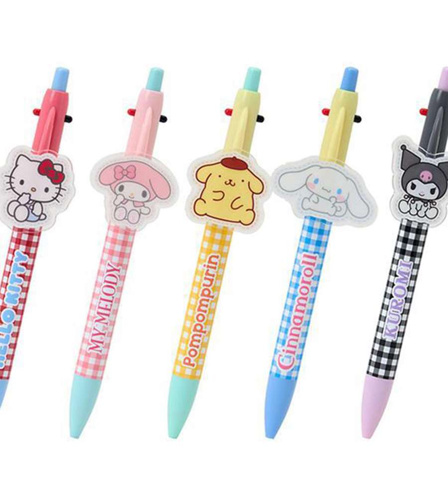Sanrio Character Two-Color Ballpoint Pen + Mechanical Pencil (Check Pattern)
