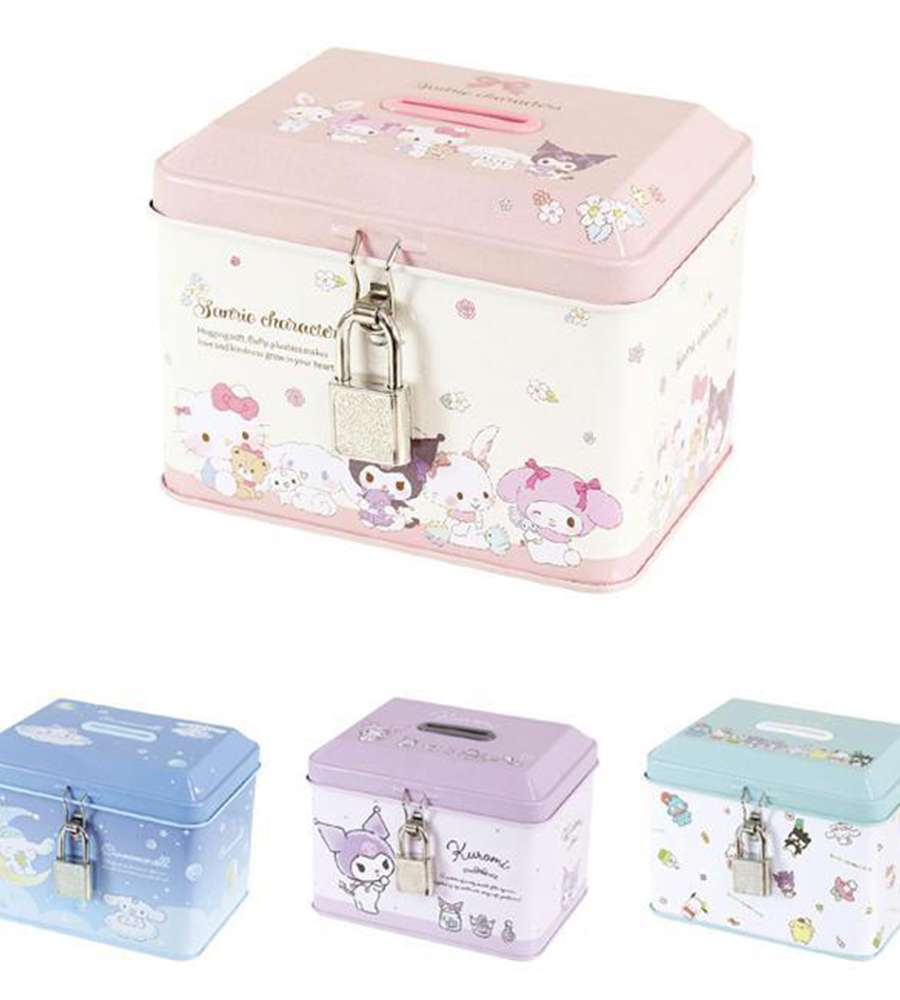 Sanrio Character Tin Case Lock Piggy Bank (Flash)