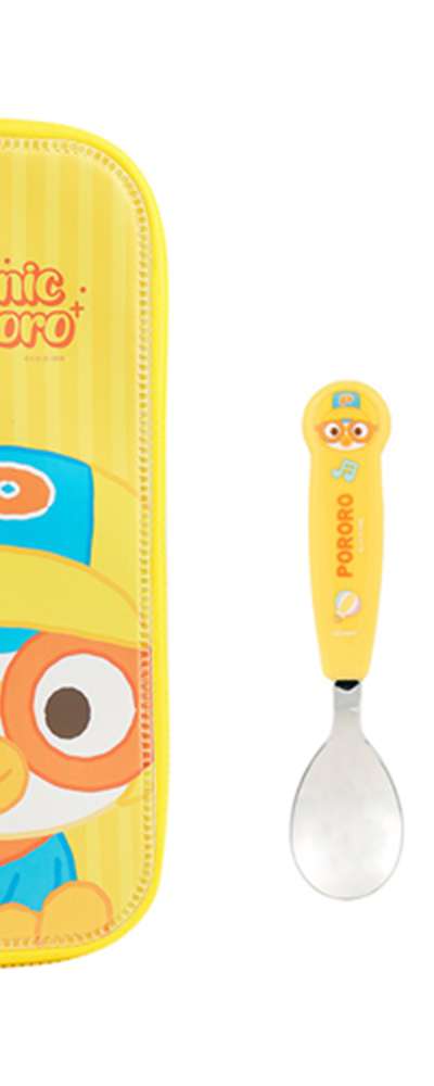 Pororo Character Comfortable Spoon Fork Safe Zipper Utensil Case Set (Picnic) 585382