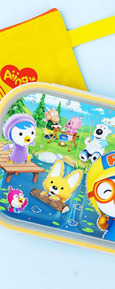 Pororo Character Bag Stainless Steel Divided Lunch Box 001339