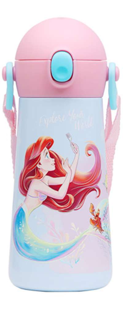 Princess Character Thermo Bottle One-Touch Shoulder Strap Dual Stainless Steel Water Bottle 583272