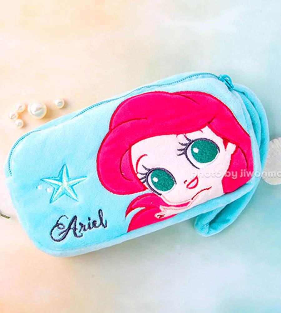 Princess Character Dual Zipper Quilted Pencil Case Square Pouch (The Little Mermaid) 168282
