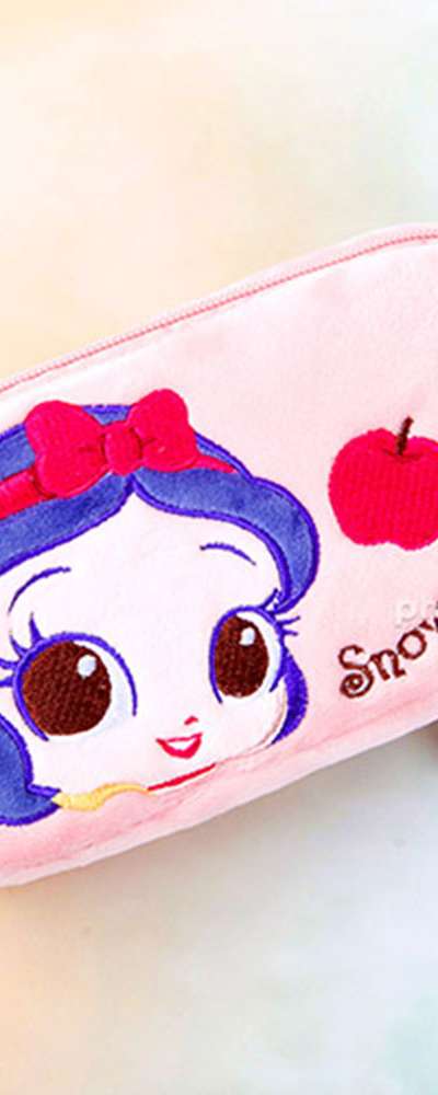Princess Character Two-Zipper Plush Pencil Case Square Pouch (Snow White) 168299