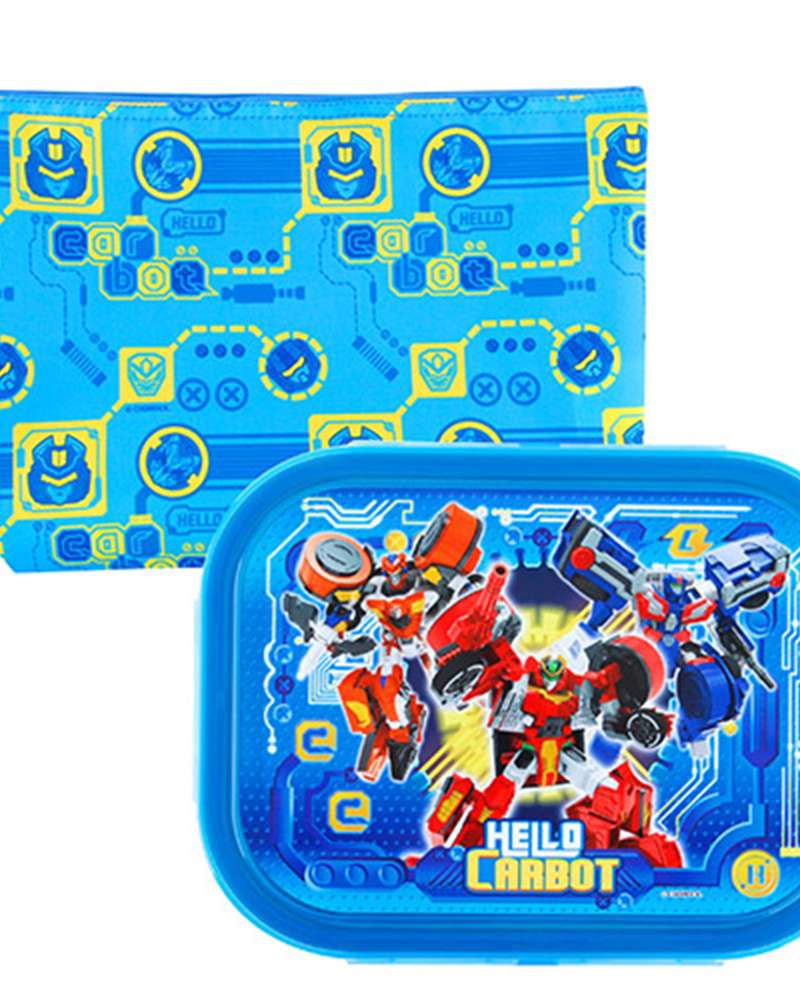 Transformers Hello Carbot Character Stainless Steel Compartment Lunch Box with Bag Set 402252