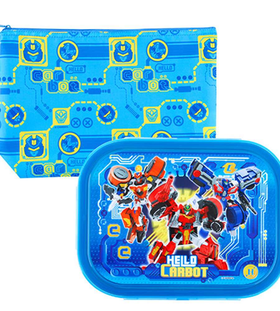 Transformers Hello Carbot Character Stainless Steel Compartment Lunch Box with Bag Set 402252