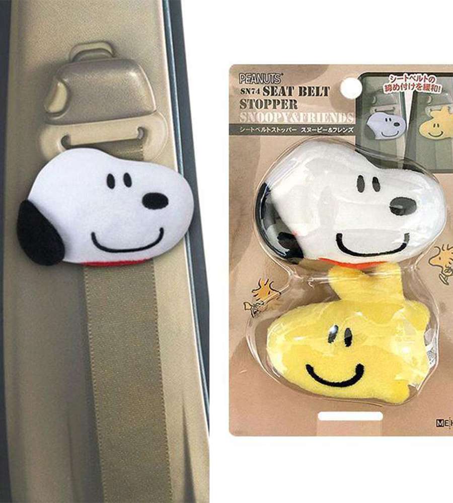 Snoopy Character Vehicle Seatbelt Clip Stopper 2-Piece Set (Japan)