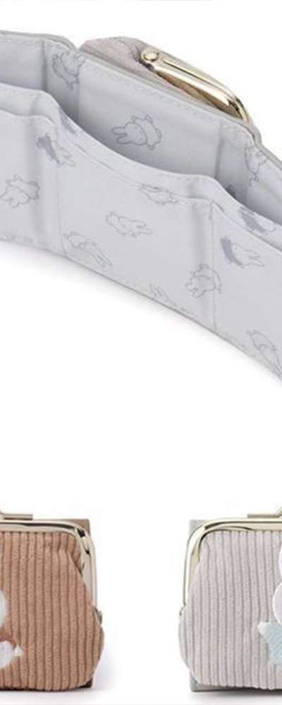 Miffy Character Gamaguchi Half Wallet (Sagara Embroidery Corduroy)