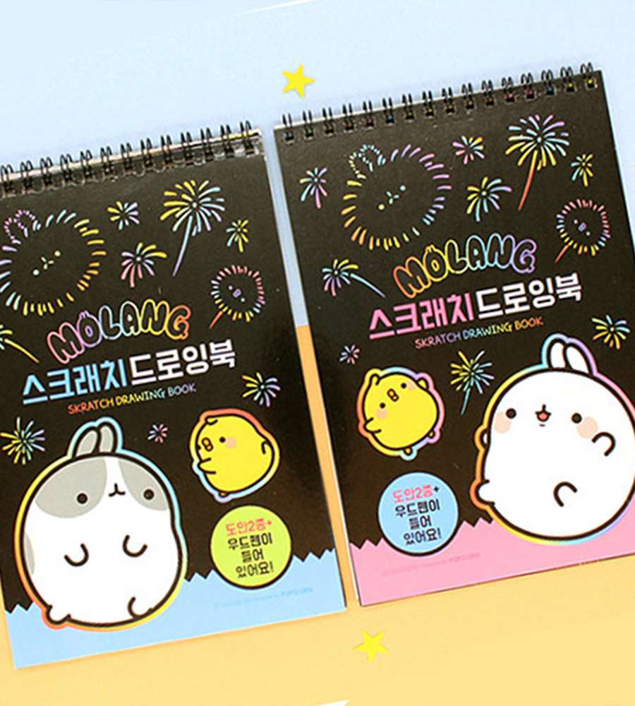 Molang Character Scratch Drawing Book 2-Piece Set (Random Delivery) 079628