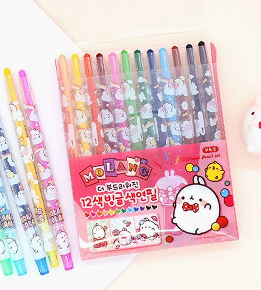 Molang Character 12-Color Bungles Colored Pencils (Random Shipment) 022578