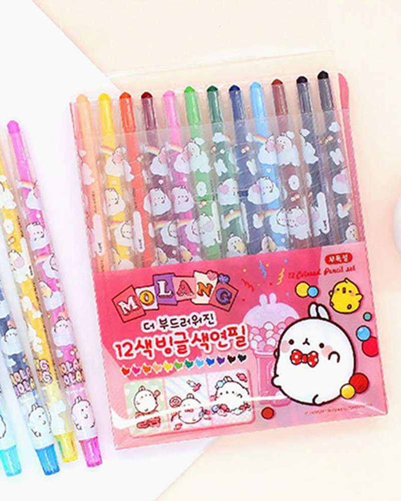 Molang Character 12-Color Bungles Colored Pencils (Random Shipment) 022578
