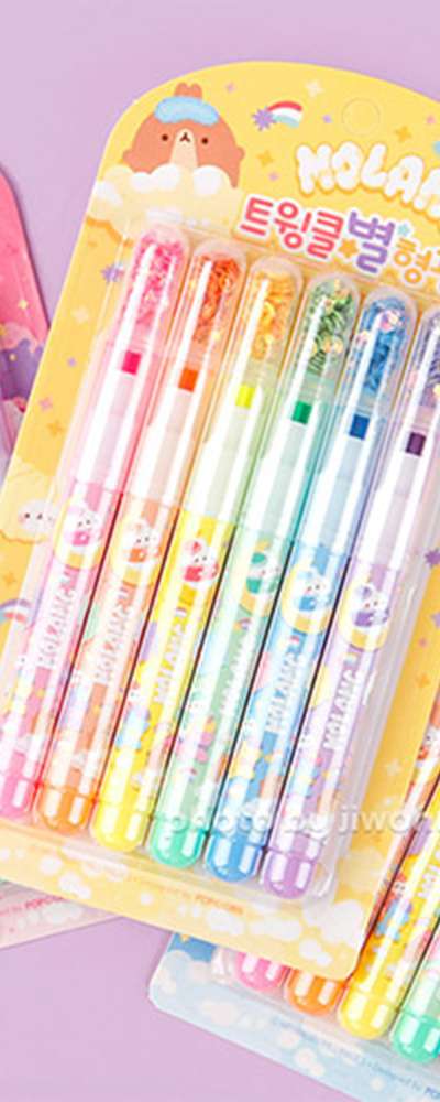 Molang Character Twinkle Star Highlighter 2-Piece Set (Random Assortment) 020697