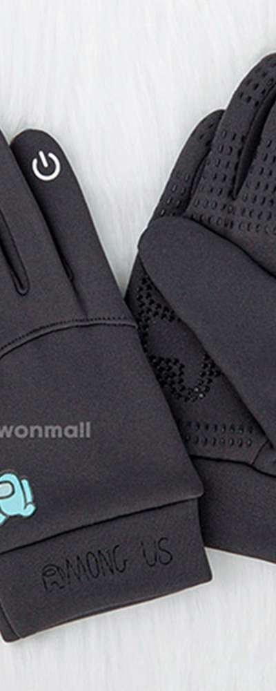 Among Us Character Mint Run Smart Touch Bicycle Gloves (Gray) 223594