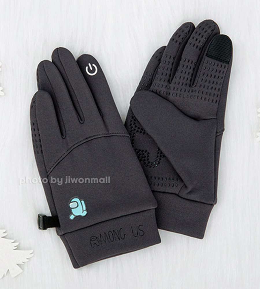 Among Us Character Mint Run Smart Touch Bicycle Gloves (Gray) 223594