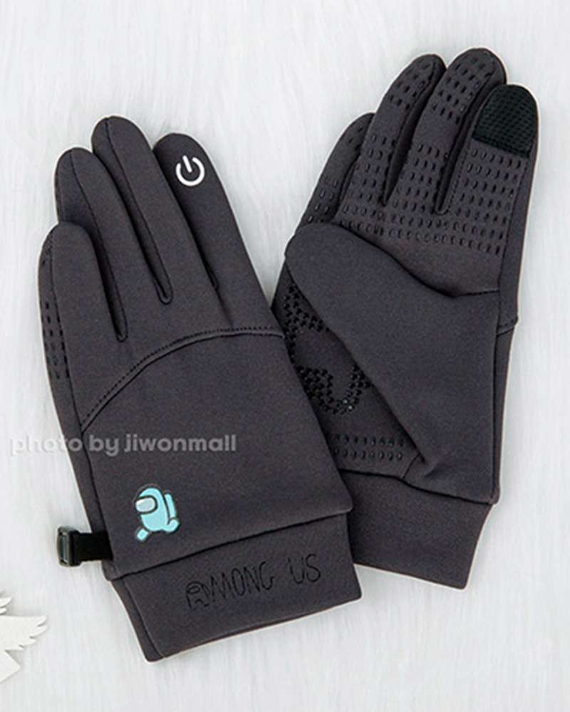 Among Us Character Mint Run Smart Touch Bicycle Gloves (Gray) 223594