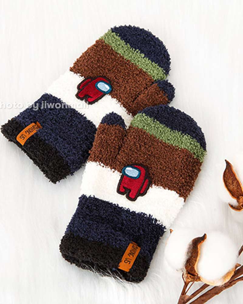 Among Us Character Block Thumb Fleece Winter Gloves 223174