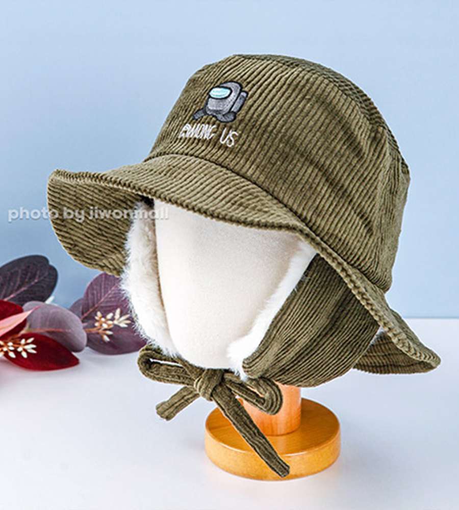 Among Us Character Run Ear-flap Golden Bucket Hat Kids Hat (Khaki) 943564