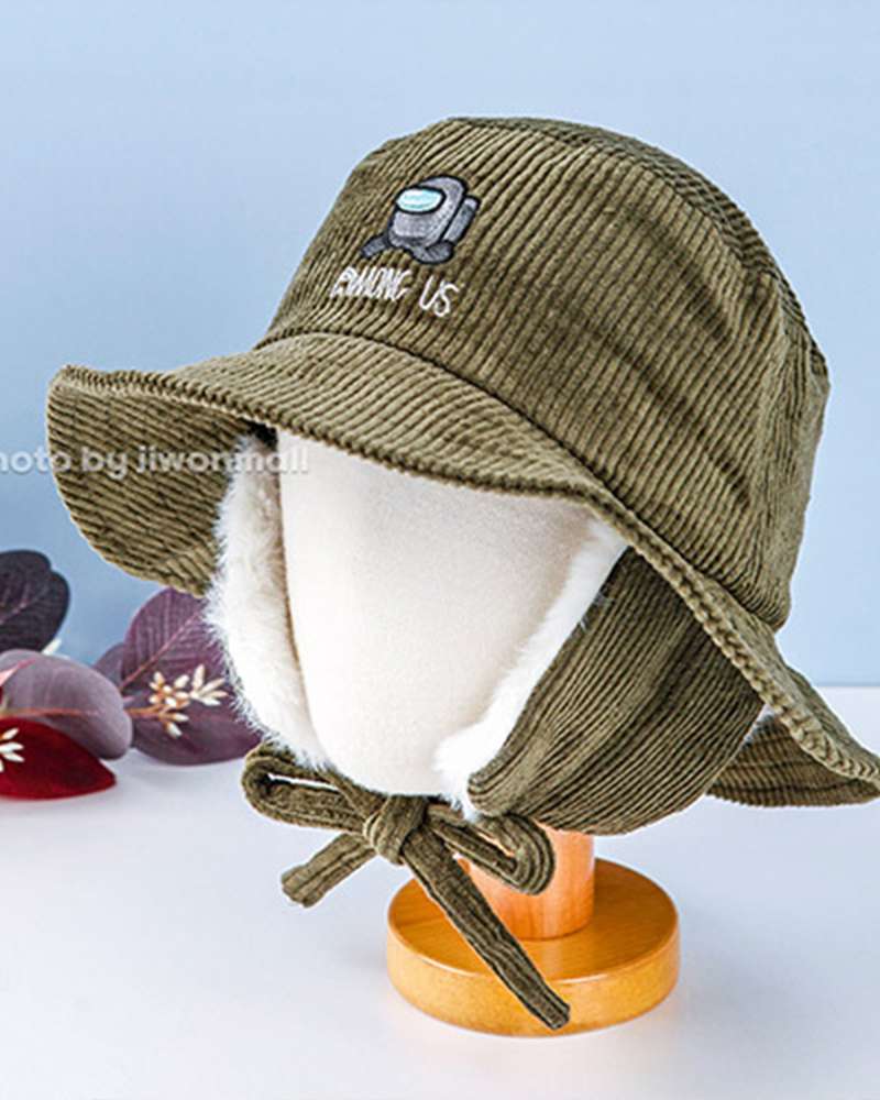 Among Us Character Run Ear-flap Golden Bucket Hat Kids Hat (Khaki) 943564