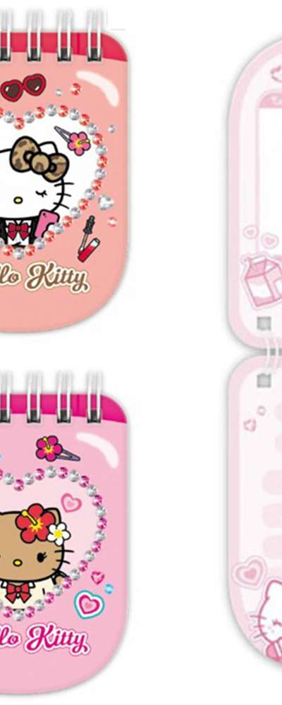 Hello Kitty Character Charm Flip Phone-Shaped Clear Ring Memo Pad (After School)