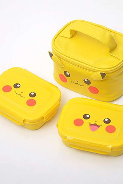 Pokémon Pikachu 3D Dual-Lock Stainless Steel 2-Tier Bento Lunch Box Bag Set 064761