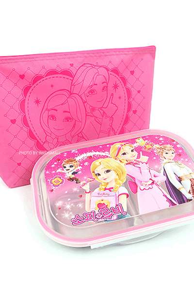Sophie Ruby Stainless Steel Compartment Lunch Box with Bag Set