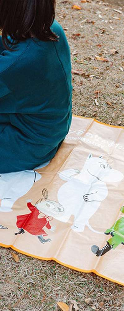 Moomin Character Portable Picnic Mat for 2 People Straw Mat (Moomins' Valley Friends)