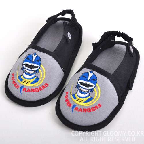 Power Rangers Jungle Fury Character Kids Slip-On Slippers [Gray Black]