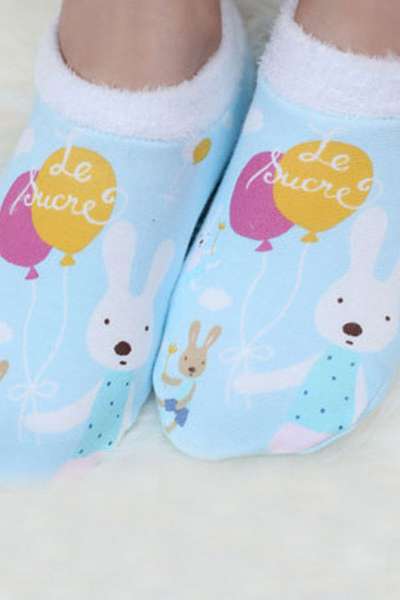 Lechoucre Fuzzy Sleep Slipper L (Blue Balloon) Kids Slipper