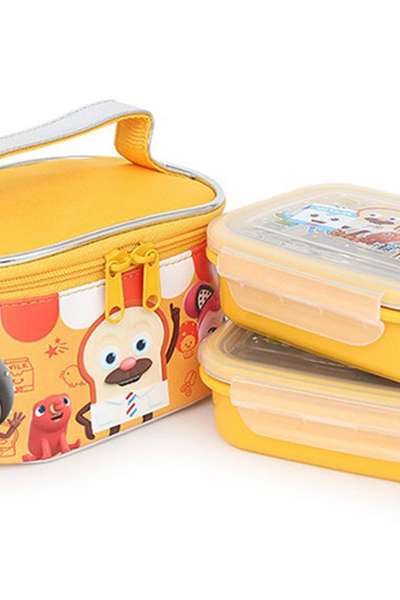Bread Barber Character Double Lock Stainless 2-Tier Lunch Box Bag Set 717485