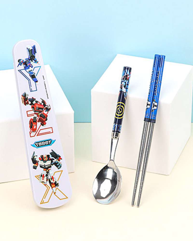 Tobot Character Junior Slim Vacuum Stainless Steel Utensil Case Set 585283
