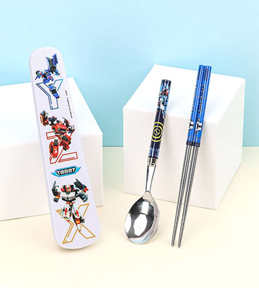 Tobot Character Junior Slim Vacuum Stainless Steel Utensil Case Set 585283