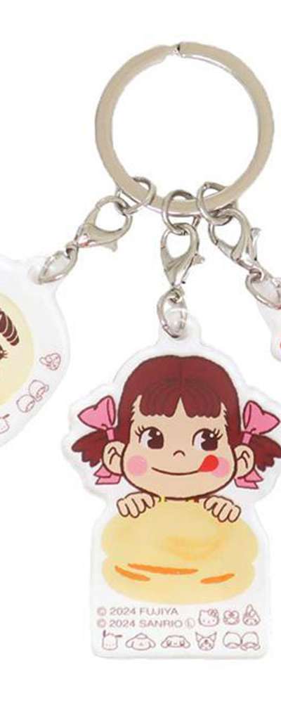 Peko-chan Character Triple Acrylic Keyring Holder (Macaron) (Japan)
