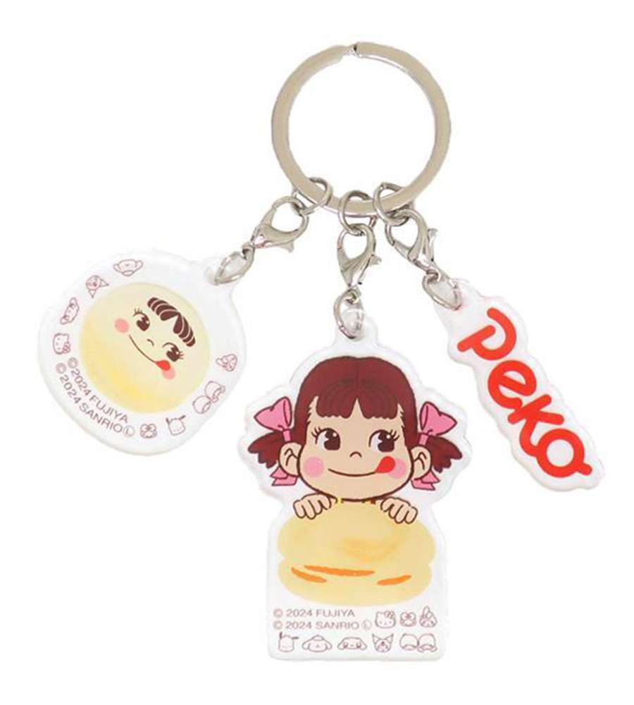Peko-chan Character Triple Acrylic Keyring Holder (Macaron) (Japan)