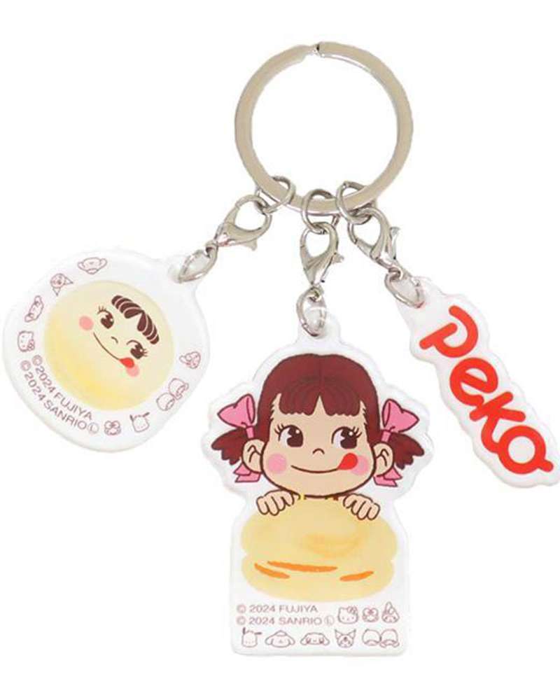Peko-chan Character Triple Acrylic Keyring Holder (Macaron) (Japan)