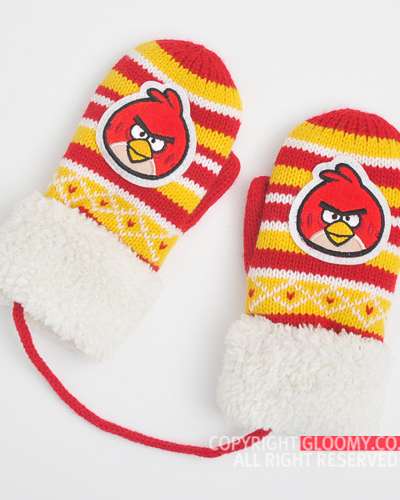 Angry Birds Line Argyle Knit Gloves [Red]