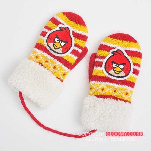 Angry Birds Line Argyle Knit Gloves [Red]
