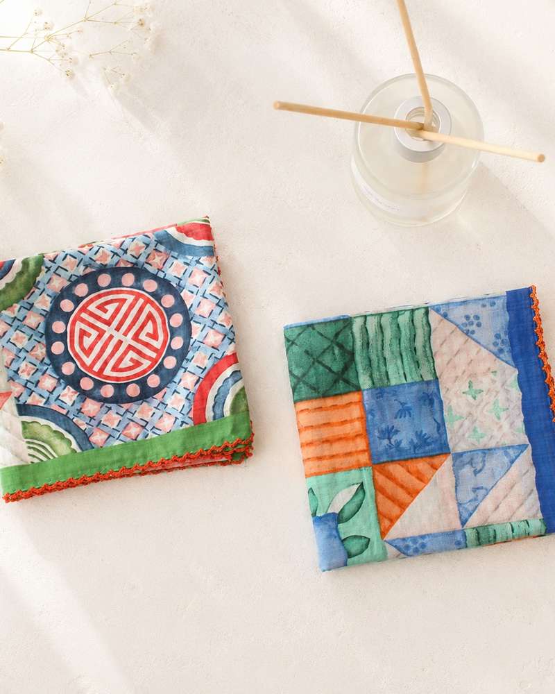 Premium Petit Gauze Handkerchief & Neck Scarf (Patchwork) Domestic Linen Handkerchief Women's Hiking Lace