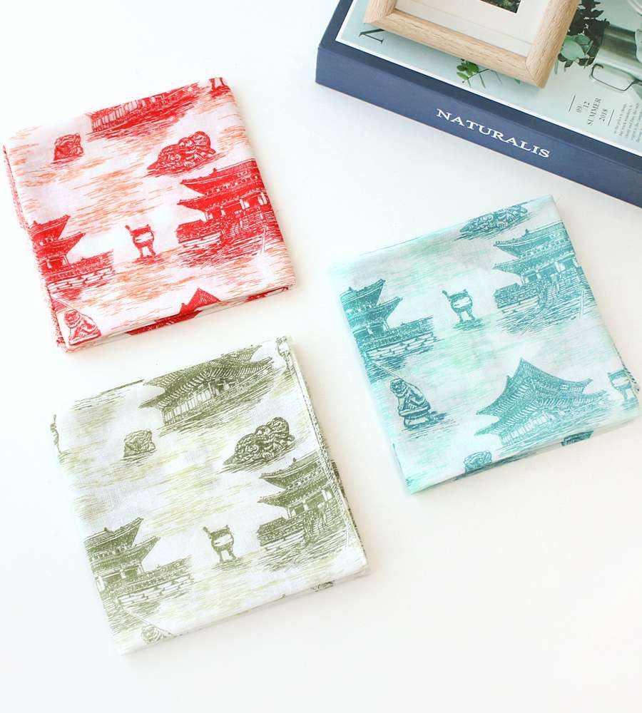 Premium Traditional Gauze Handkerchief & Neck Scarf (Royal Palace) - Domestic Linen Handkerchief for Women Hiking